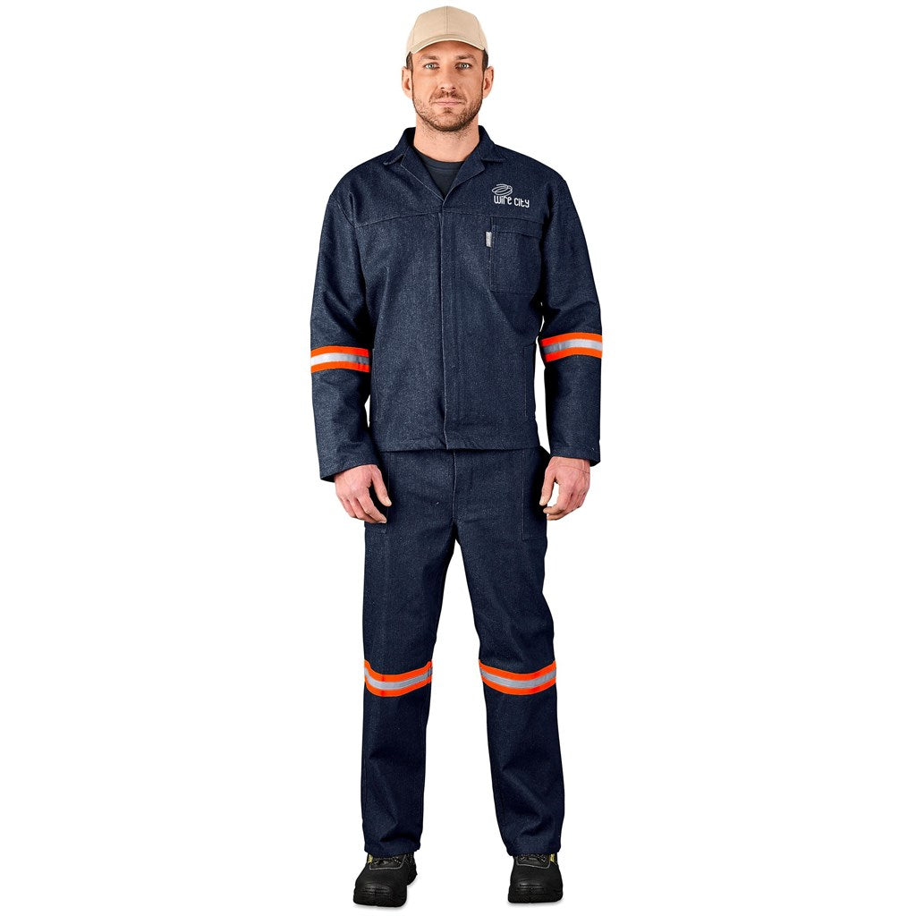 Vintage 100% Cotton Denim Conti Suit - Reflective Arms & Legs - Orange Tape - DARK BLUE / 38
