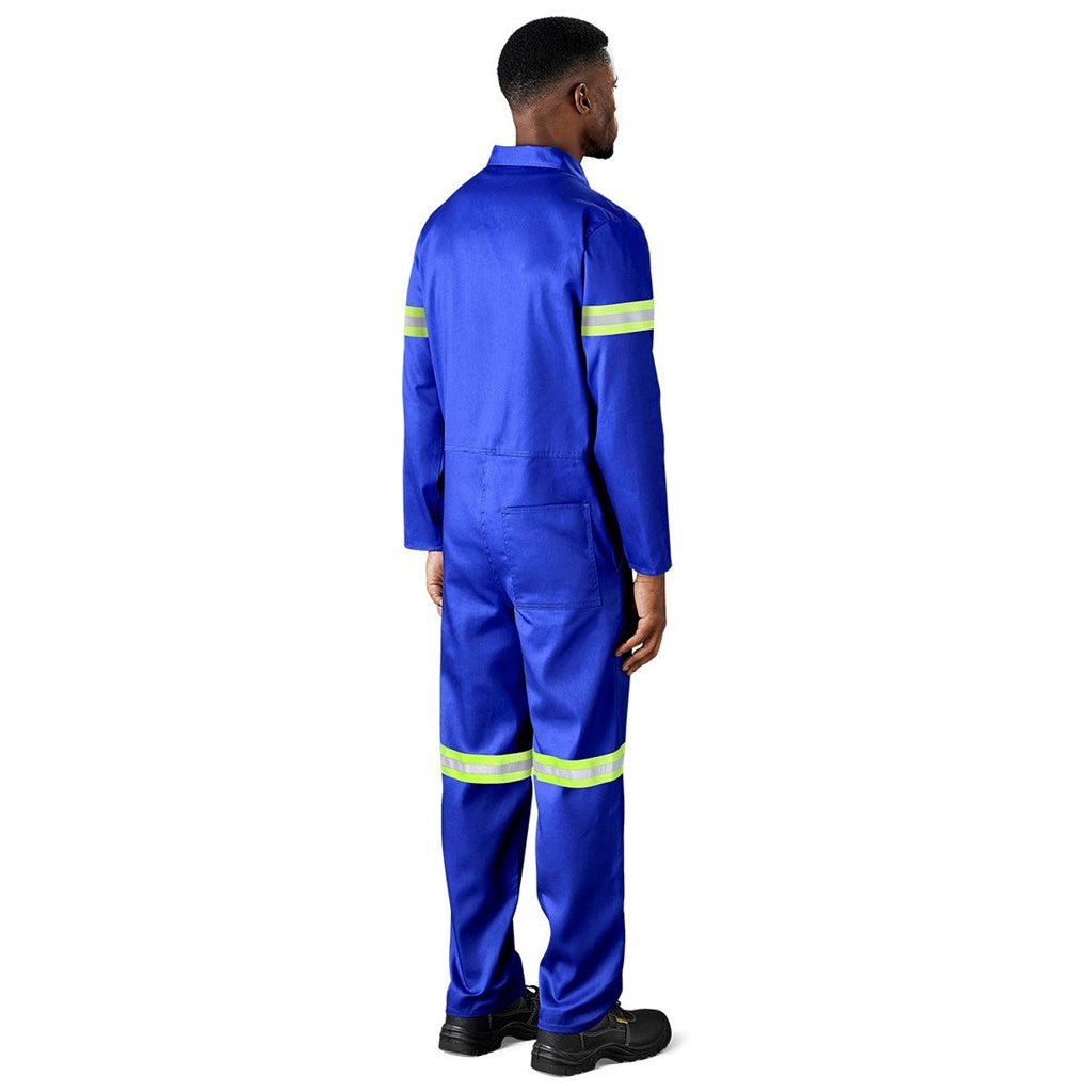 Safety Polycotton Boiler Suit - Reflective Arms & Legs - Yellow Tape - WHITE / 46