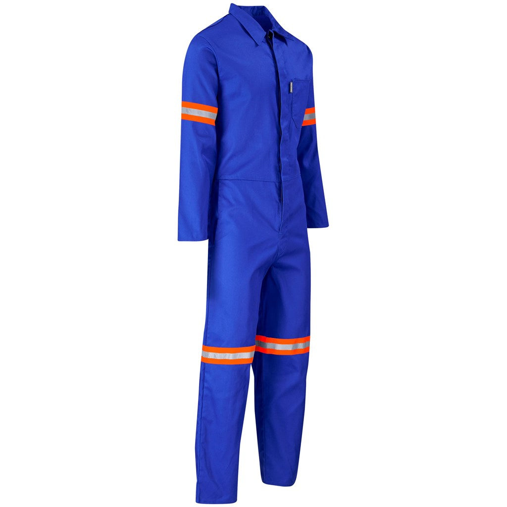 Safety Polycotton Boiler Suit - Reflective Arms Legs & Back - Orange Tape - WHITE / 46