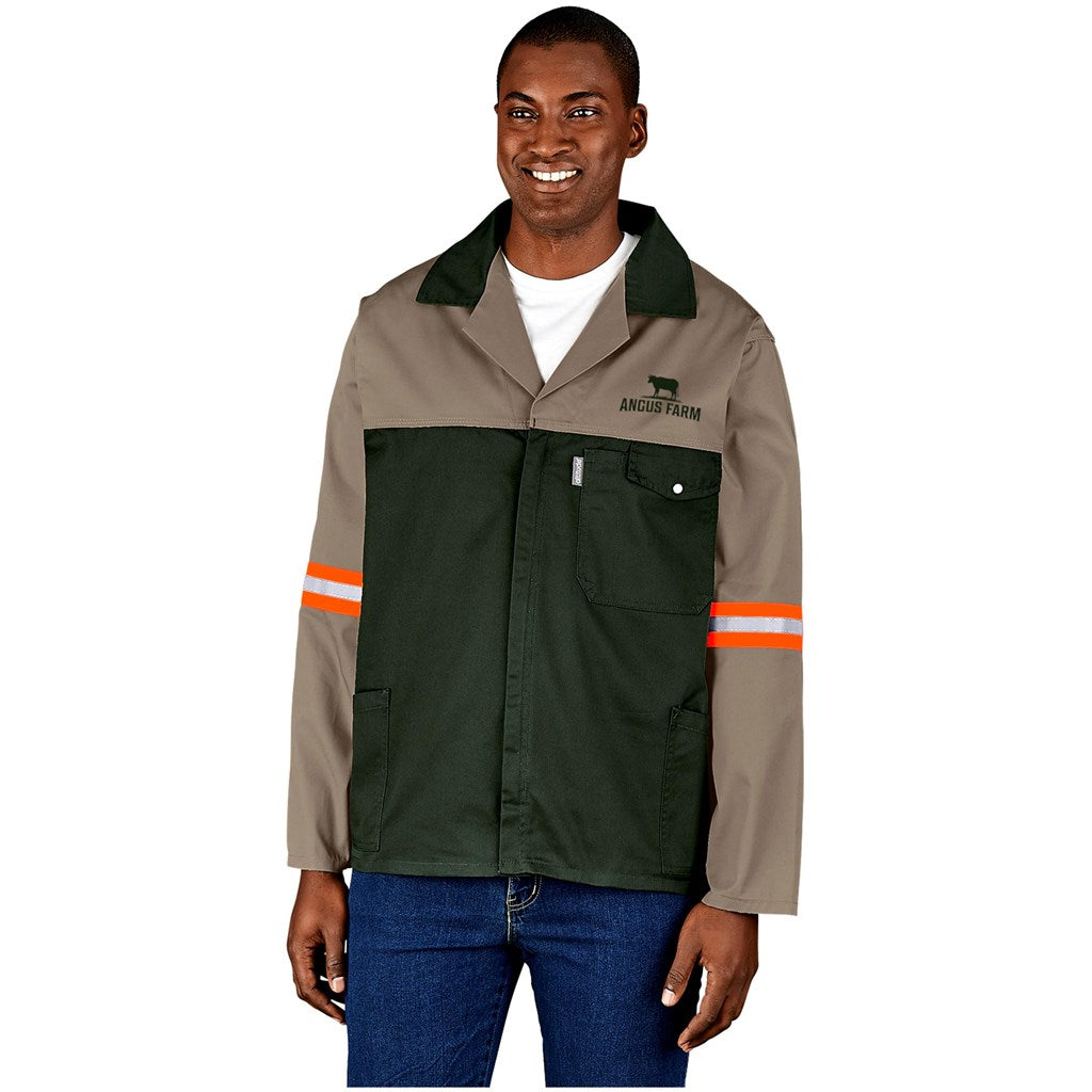 Site Premium Two-Tone Polycotton Jacket - Reflective Arms - Orange Tape - GREY / 4XL