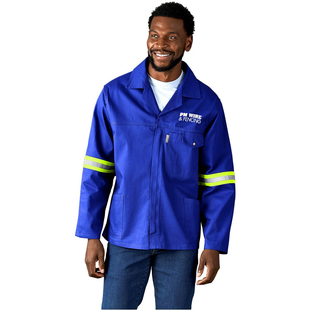 Artisan Premium 100% Cotton Jacket - Reflective Arms - Yellow Tape - ROYAL BLUE / 3XL