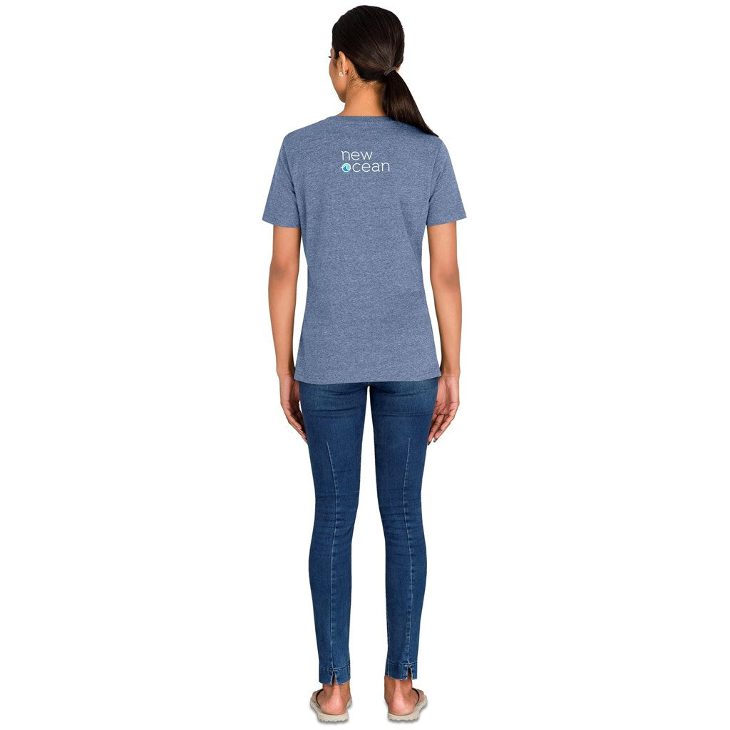 Ladies Michigan Melange V-Neck T-Shirt - BLUE / L