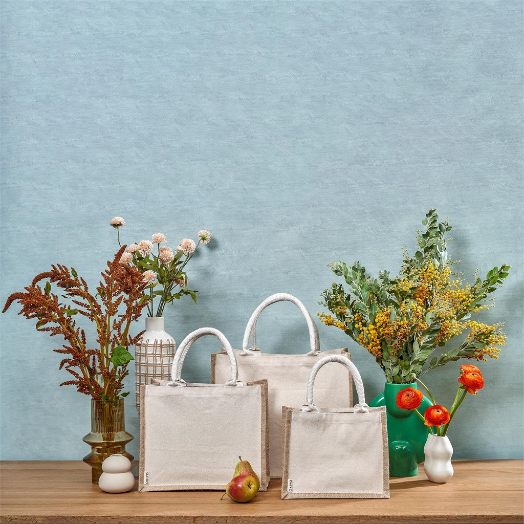 Okiyo Chinsai Midi Jute & Cotton Tote - Natural
