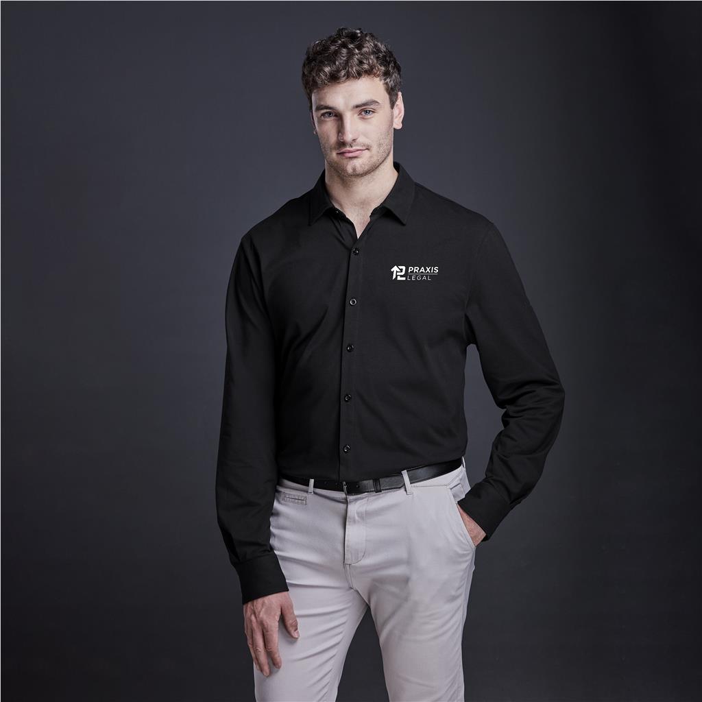 Mens Long Sleeve Alex Varga Cronus Knitted Shirt - NAVY / 3XL