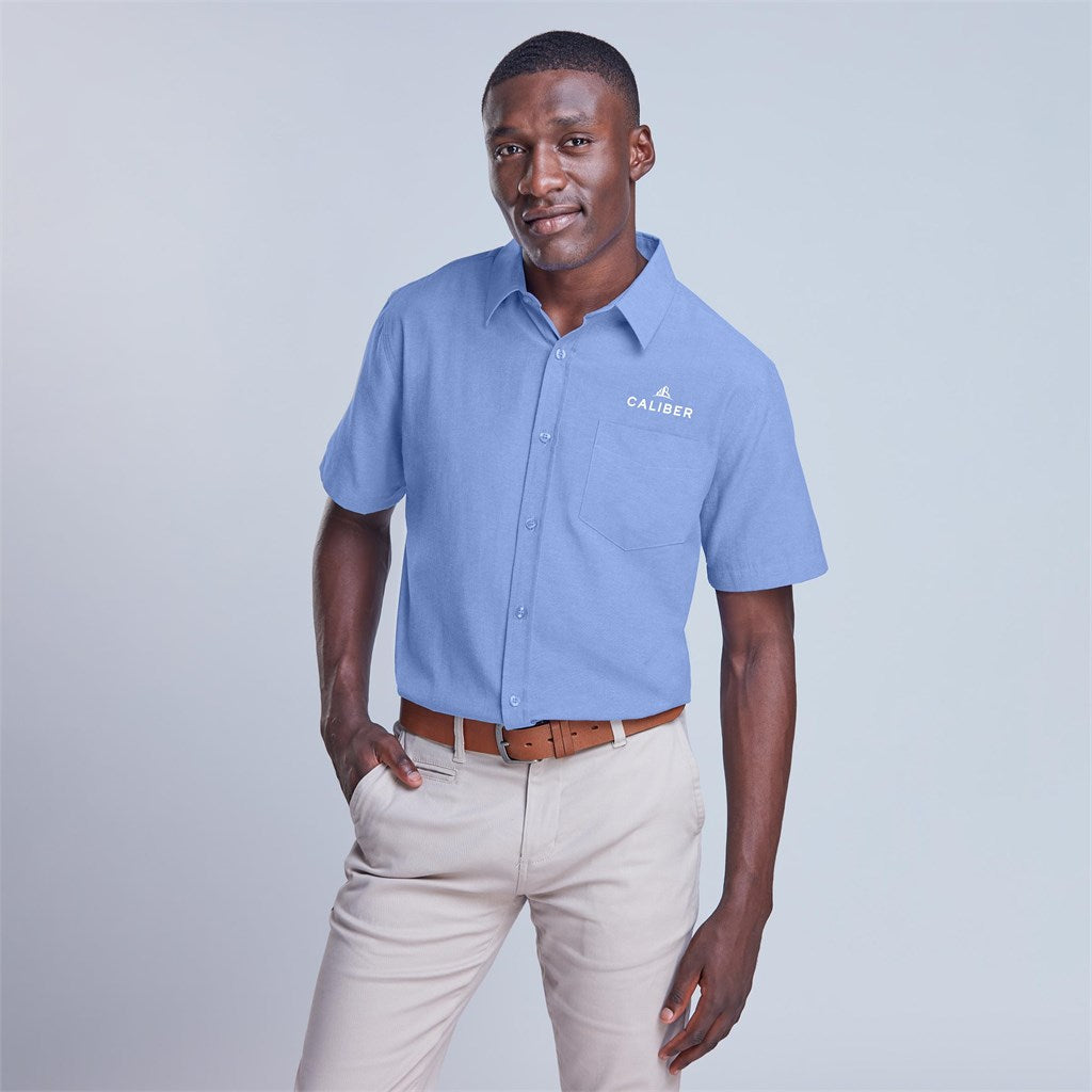 Mens Short Sleeve Oxford Shirt - SKY BLUE / S
