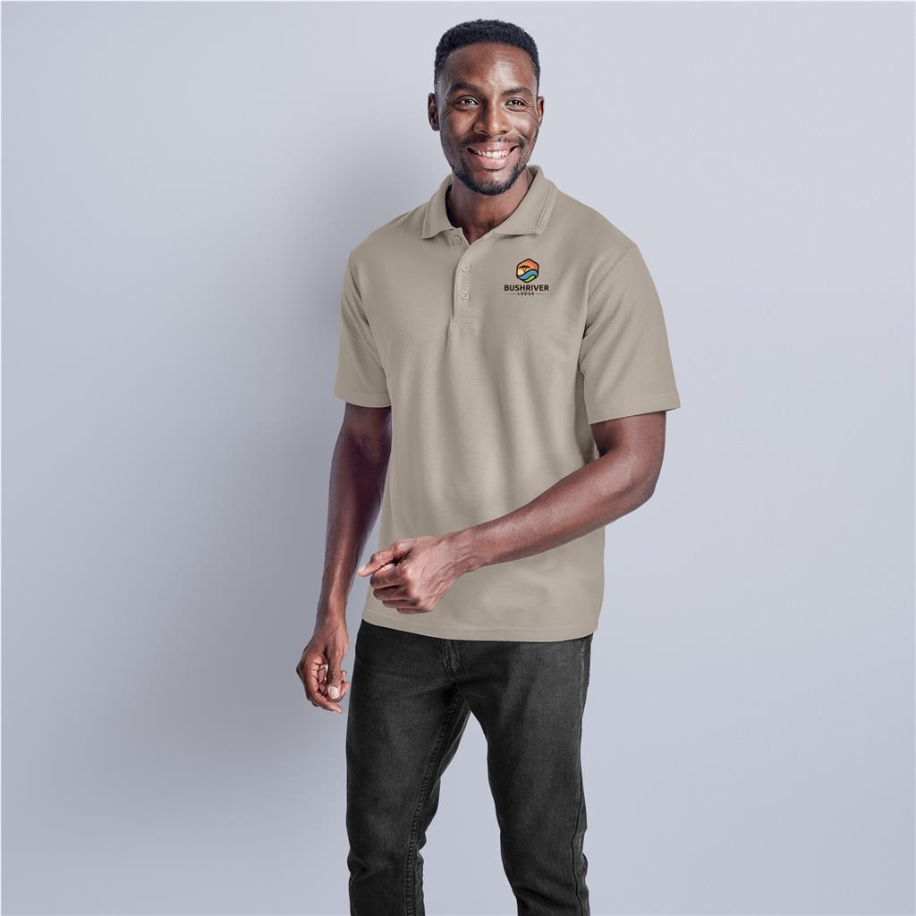 Mens Basic Pique Golf Shirt - CYAN / S