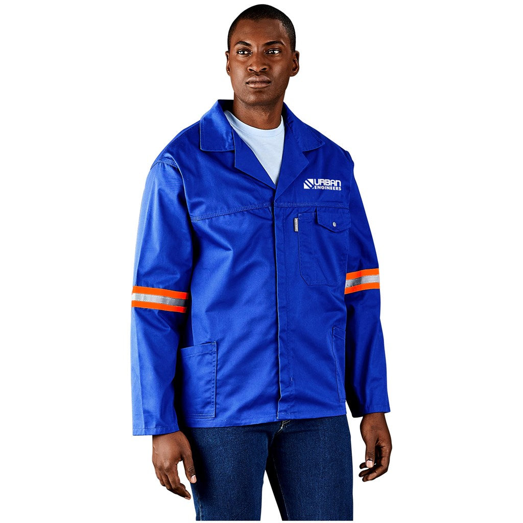 Site Premium Polycotton Jacket - Reflective Arms - Orange Tape - Royal Blue