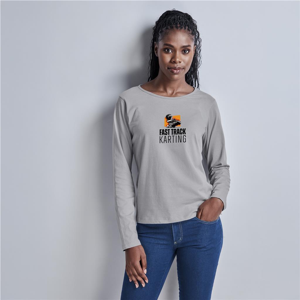 Ladies Long Sleeve Portland T-Shirt - RED / M