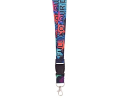 Glossy Poly Lanyard Double Sided with Buckle&Ring - Base Colour is White / 95 (l) x 2 (w) - full length / 46 (l) x 2 (w) - stitched