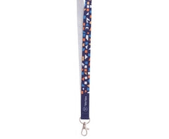Petersham Lanyard Single Sided with Lobster Ring - Base Colour is White / 95 (l) x 2 (w) - full length / 46 (l) x 2 (w) - stitched