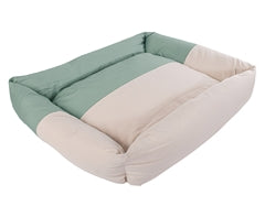 Two-Tone Dog Lounger - Beige & Green / 59 (l) x 48 (w) x 7 (d)