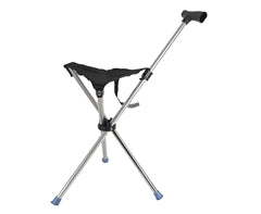 Portable Tripod Chair - Black & Silver / 32 (w) x 69 (h) x 38 (d) - unfolded / 6 (w) x 86 (h) - folded