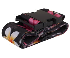 Floral Luggage Strap - Black & Pink / 112 (l) x 5 (w) - open / 56 (l) x 5 (w) - closed