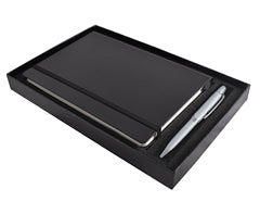 Flexi Notebook & Convex Pen Set - Black & Silver / 27.5 (l) x 18.3 (w) x 2.8 (d)