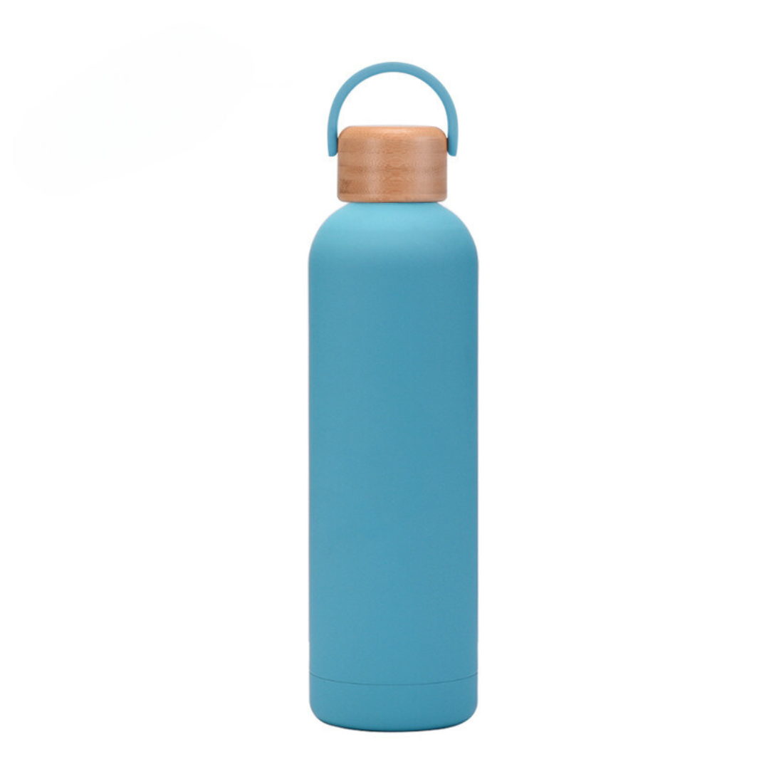 1L bamboo double wall water bottle-Blue