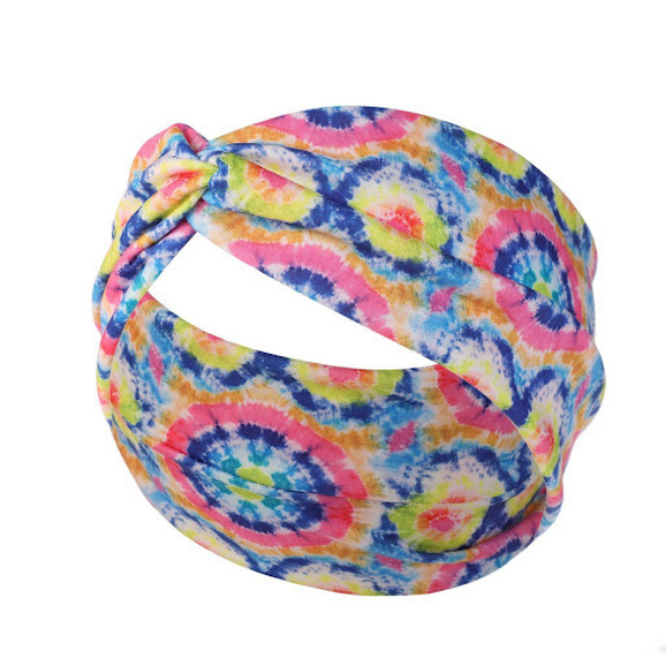 Light blue and pink tie-dye headband