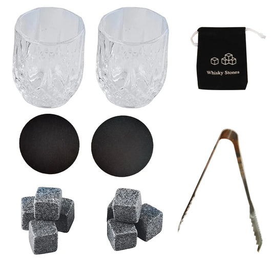 Say cheers Whisky glasses with whiskey stones