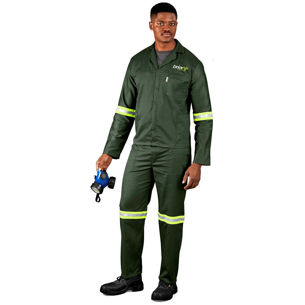 Acid Resistant Polycotton Conti Suit - Reflective Arm & Legs - Yellow Tape - OLIVE / 44