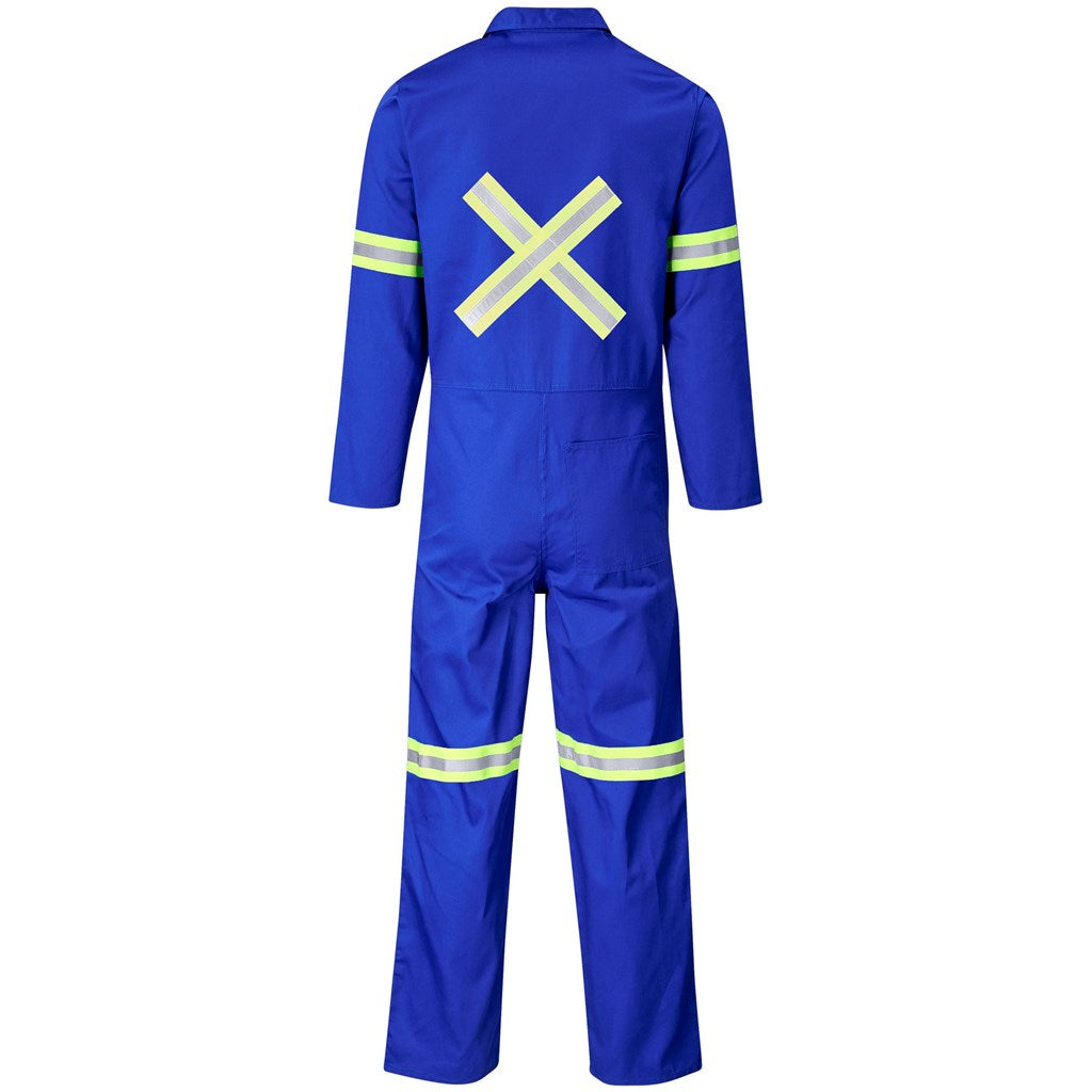 Safety Polycotton Boiler Suit - Reflective Arms Legs & Back - Yellow Tape