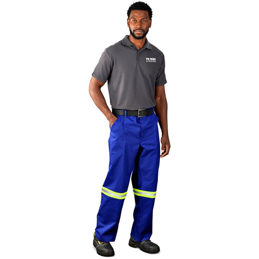 Artisan Premium 100% Cotton Pants - Reflective Legs - Yellow Tape - ROYAL BLUE / 48