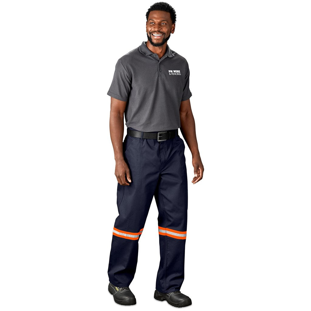 Artisan Premium 100% Cotton Pants - Reflective Legs - Orange Tape - NAVY / 48