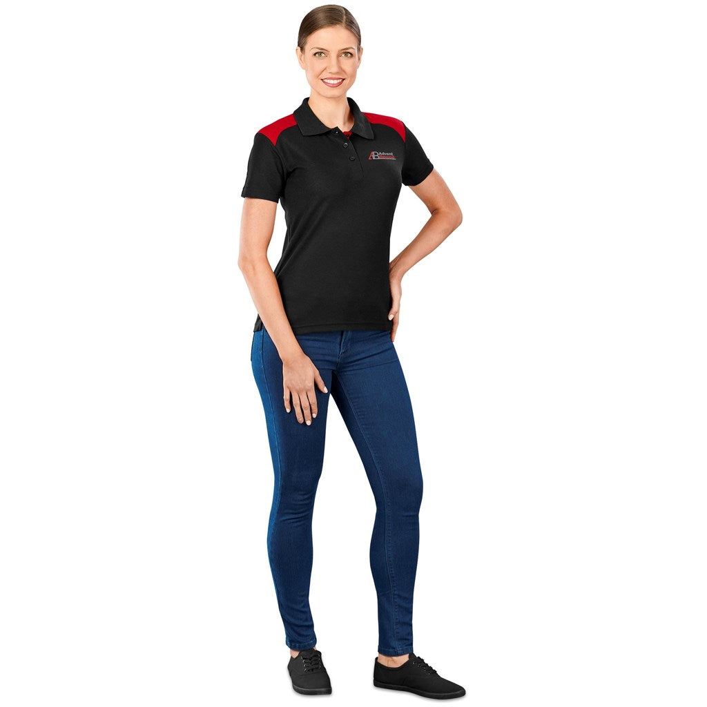 Ladies Apex Golf Shirt - BLACK RED / 2XL