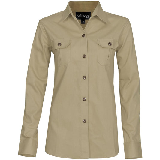 Ladies Long Sleeve Oryx Bush Shirt - Stone