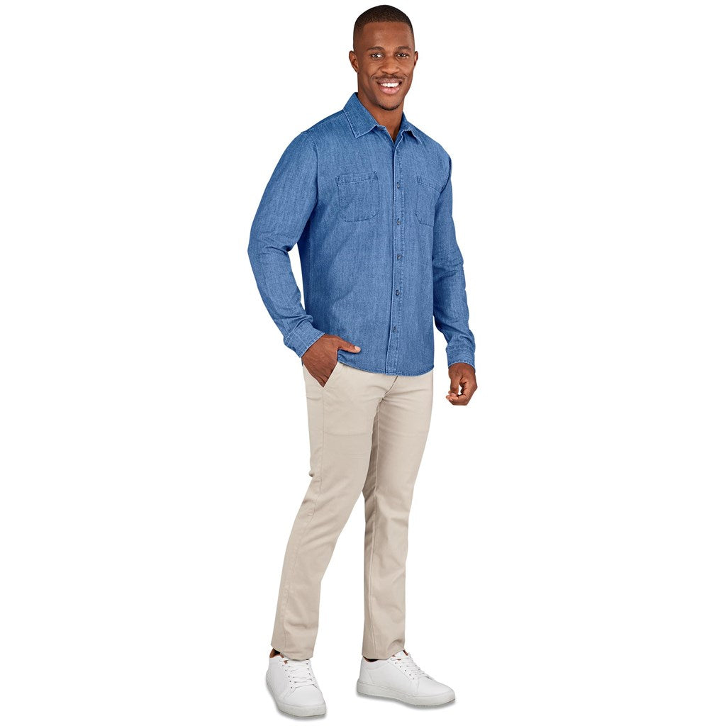 Mens Long Sleeve Eastwood Denim Shirt - DARK BLUE / 3XL