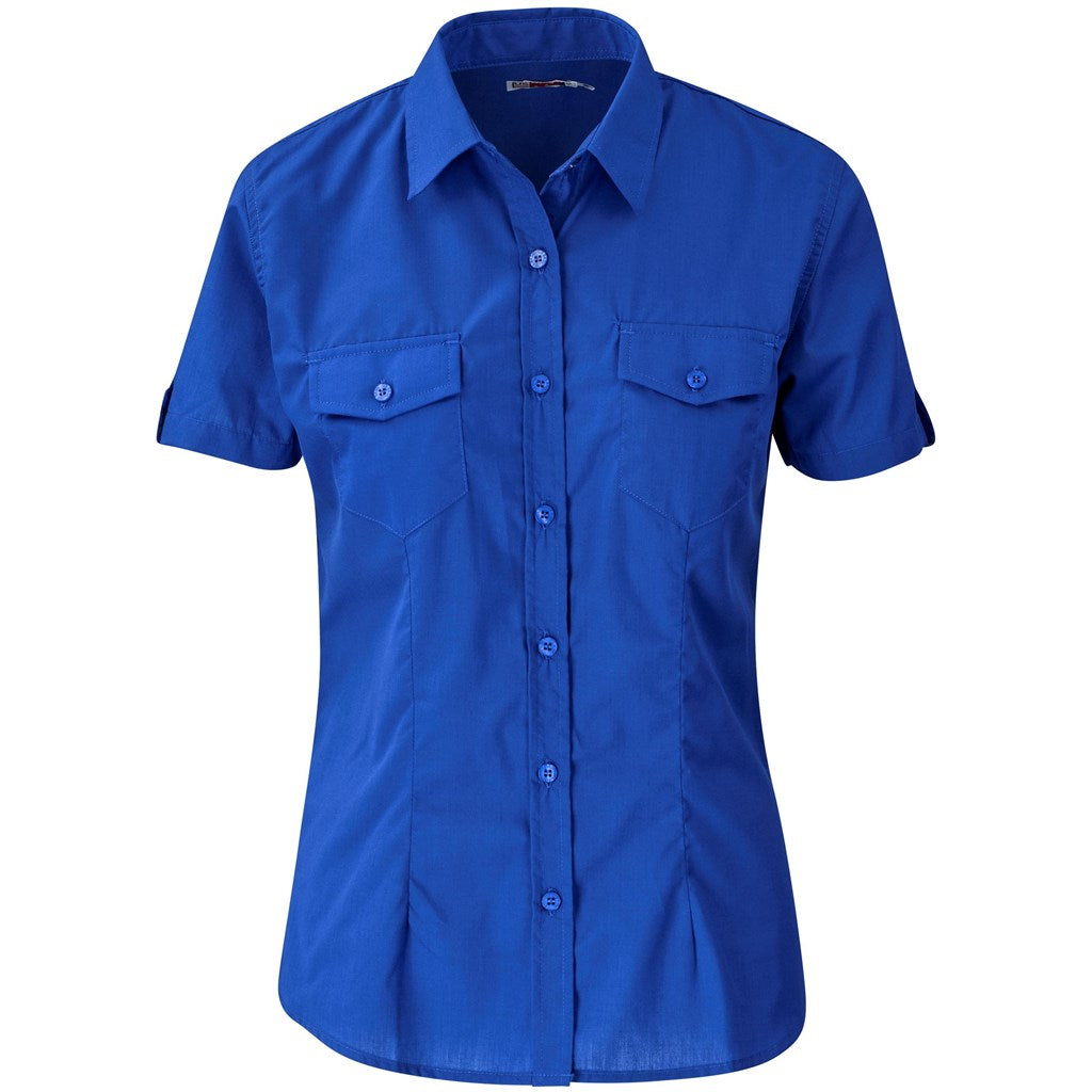 Ladies Short Sleeve Kensington Shirt - GREY / 3XL