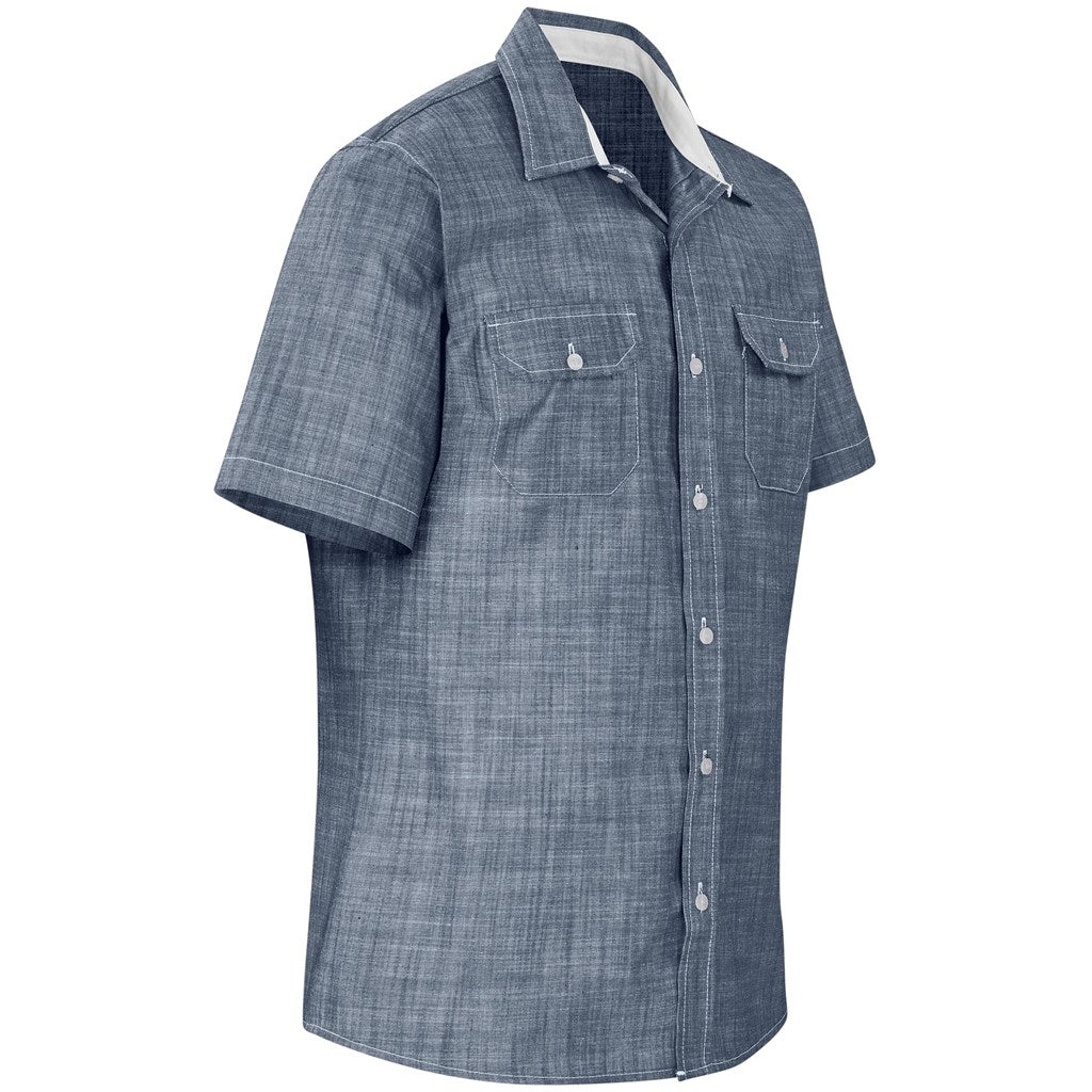 Mens Short Sleeve Windsor Shirt - Navy