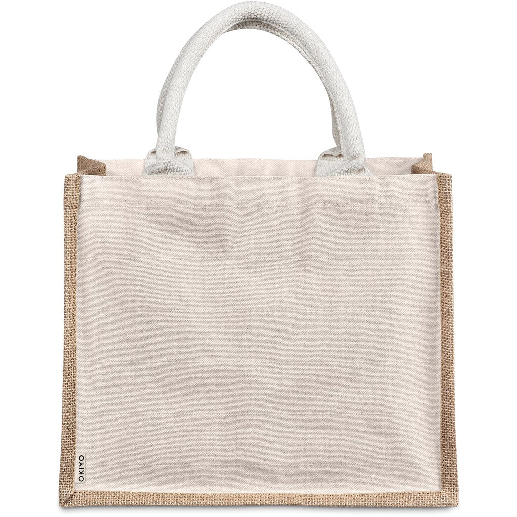 Okiyo Chinsai Midi Jute & Cotton Tote - Natural