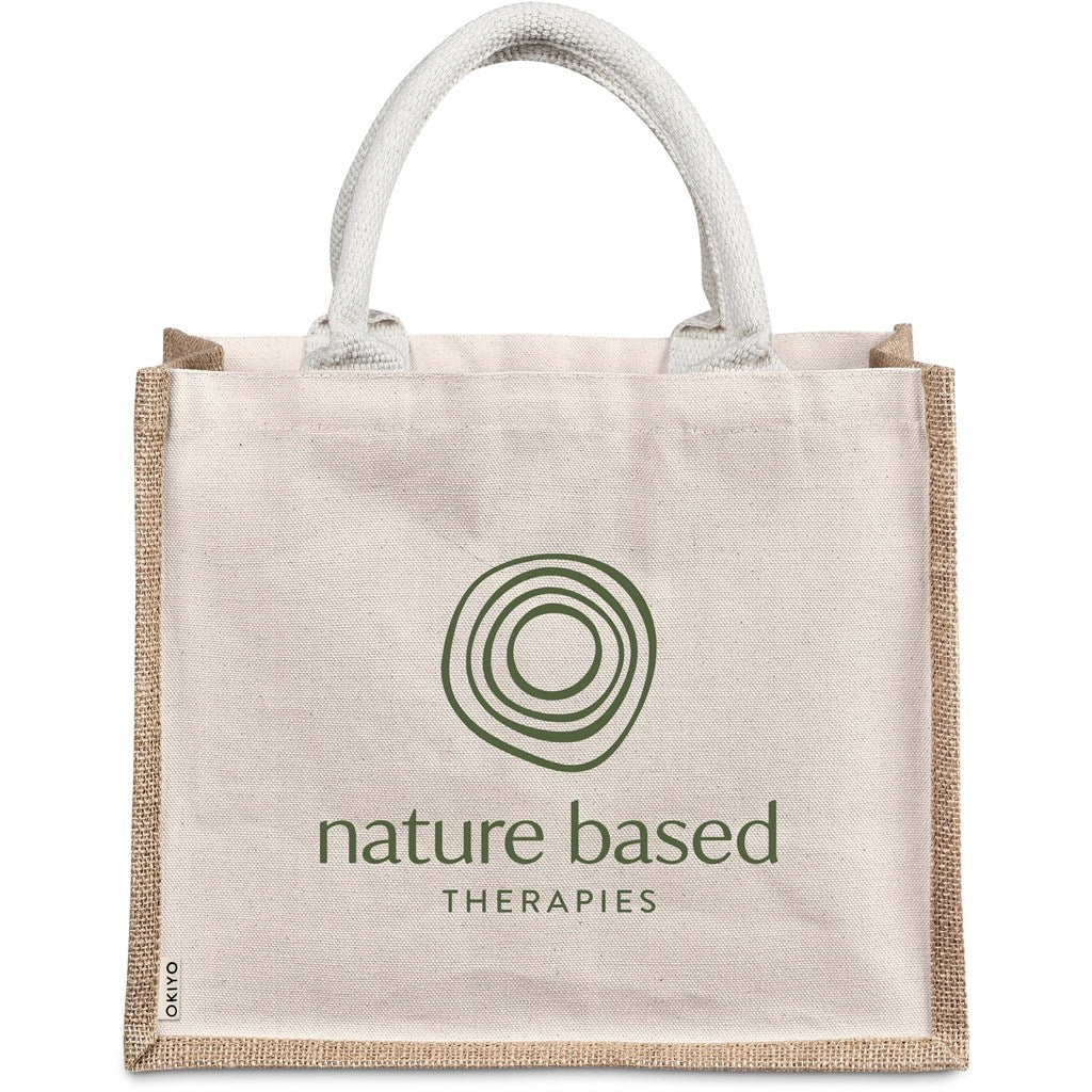 Okiyo Chinsai Midi Jute & Cotton Tote - Natural