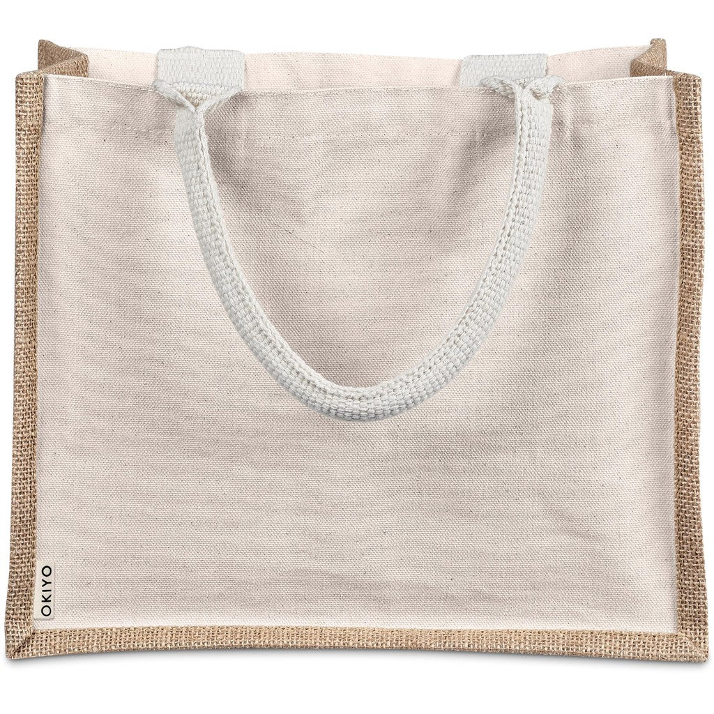 Okiyo Chinsai Midi Jute & Cotton Tote - Natural