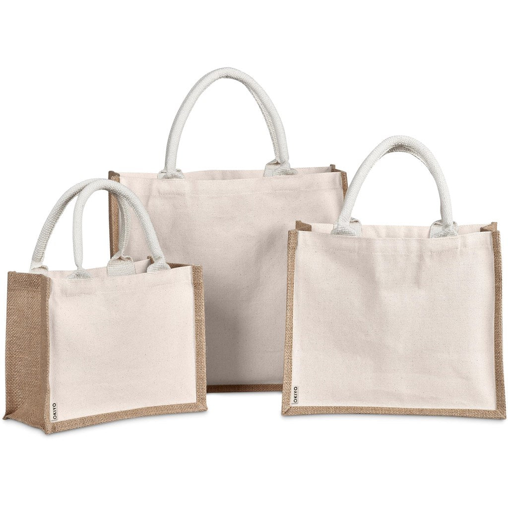 Okiyo Chinsai Midi Jute & Cotton Tote - Natural
