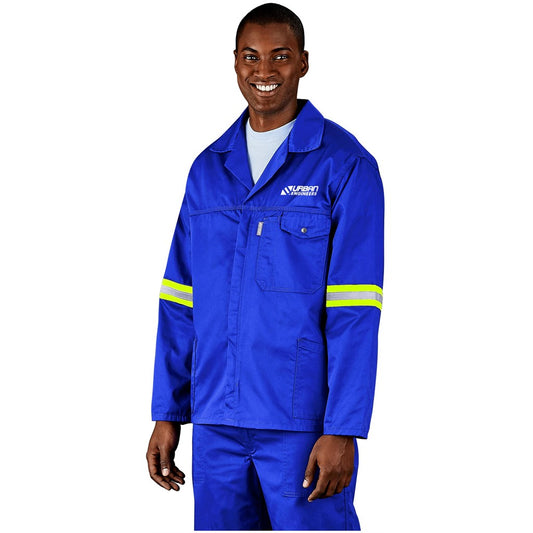 Site Premium Polycotton Jacket - Reflective Arms - Yellow Tape - Royal Blue
