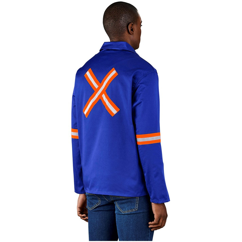 Site Premium Polycotton Jacket - Reflective Arms & Back - Orange Tape - Royal Blue