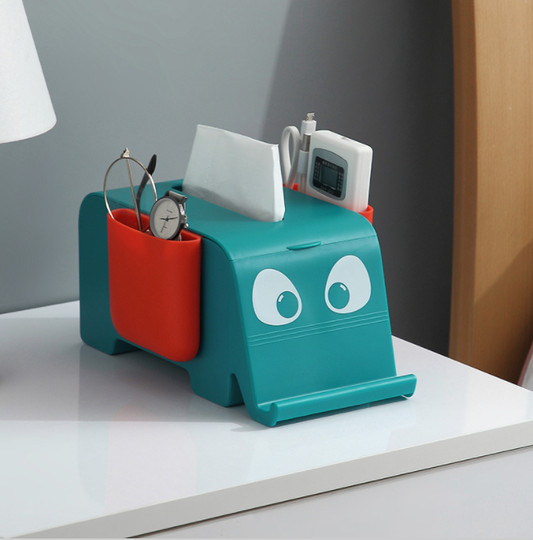 Ellie Tissue box and storage - green and orange