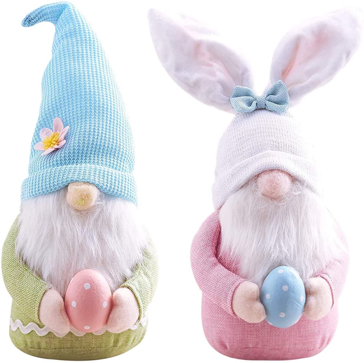 Set of 2 Easter plaid faceless dwarf doll