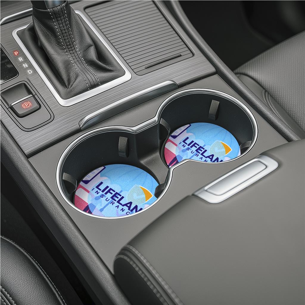 Pre-Printed Sample Hoppla Cuppa Neoprene Car Cup Coaster