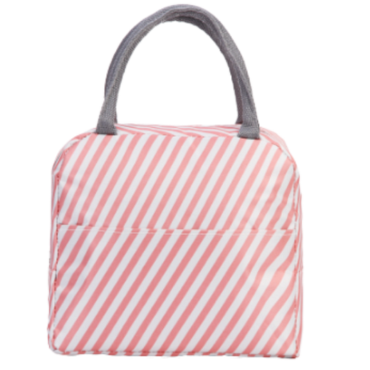 Oxford Lunch Bag - Pink and White stripe