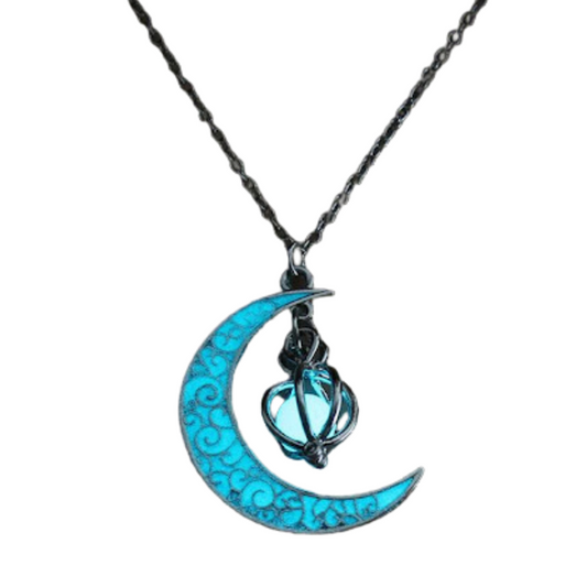 LUMINOUS MOON & PUMPKIN PENDANT NECKLACE