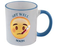Emoji Get Well Soon - Sublimation Mug - White-Light Blue / 8 (w) x 9.5 (h)