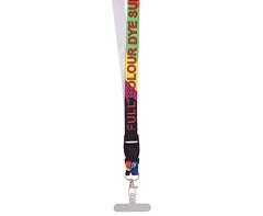 Glossy Poly Lanyard Single Sided & Buckle&Hangtab - Base Colour is White / Transparent Hangtab / 95 (l) x 2 (w) - full length / 46 (l) x 2 (w) - stitched
