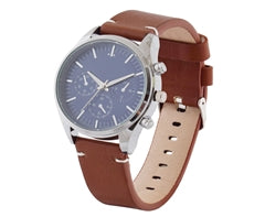 Mens PU Multi Watch - Tan &amp; Silver / 25 (l) x 3.9 (w)
