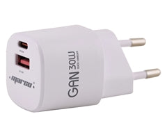 30W GaN Fast Wall Charger - White / 10 (w) x 9 (h) x 3.5 (d) - in box