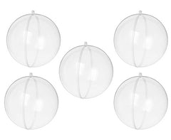 5-Pack Fillable Christmas Bauble Set - Transparent / 9 (w) x 13.5 (h) x 9 (d) - in box / Each ball: 8cm (diam)