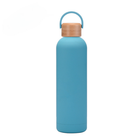 1L bamboo double wall water bottle-Blue