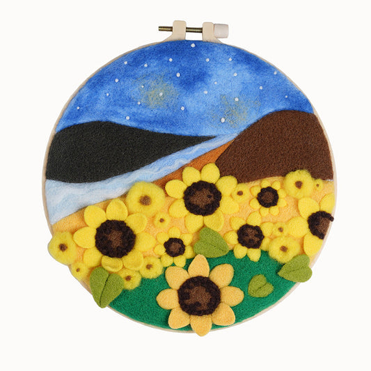 DIY Wool Painting Embroidery Sunflowers Frame