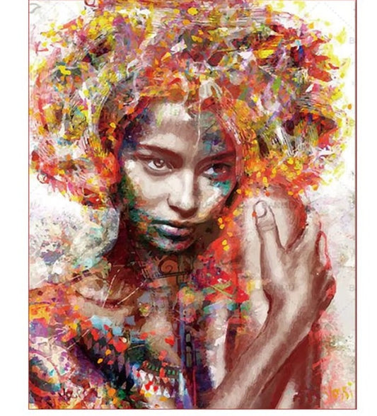 Paint By numbers for Adult - Shy girl Framed Canvas