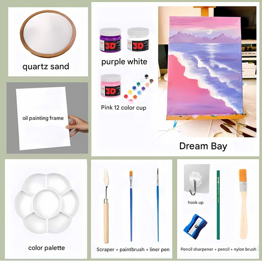 Dream Bay Textured Painting Kit – With Quartz Sand & Full Tool Set (20x30cm)